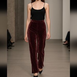 M-A-G Velvet Silk Blend Trousers Pants in Rich Burgundy Brown Size 4